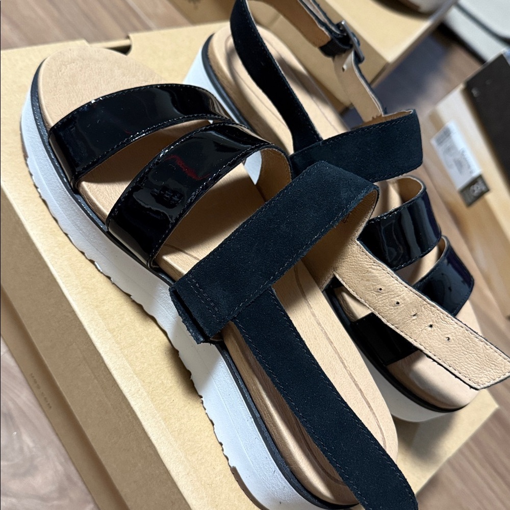 UGG Black Strappy Sandals